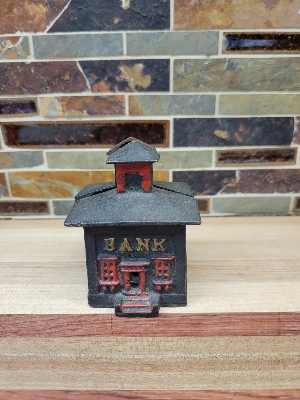 Antique J & E Stevens Cast Iron Still Coin Bank Building Cupola Vintage
